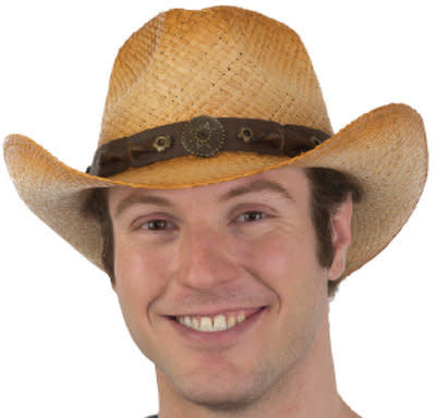 Western Raffia Cowboy Hat: Tan