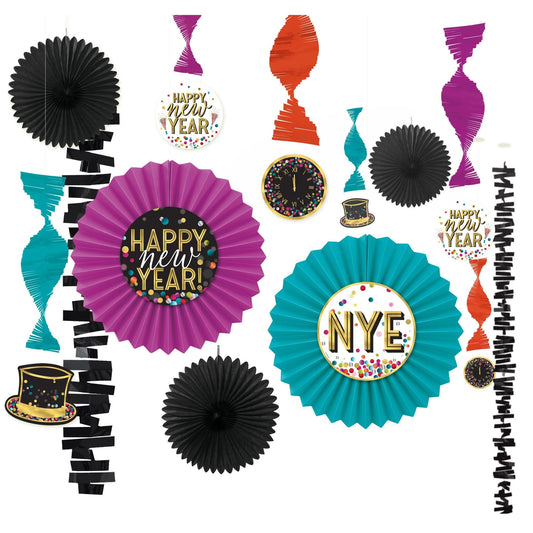 New Year Paper Fan Decorating Kit: Colorful Confetti (13pcs.)