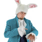 A man wearing a rabbit ears hat. 