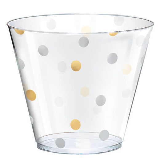 9oz. Confetti Plastic Tumblers: Gold/Silver (24ct.)