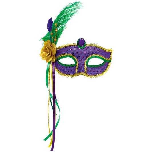 Mardi Gras Fashion Mask with Feathers: PGG
