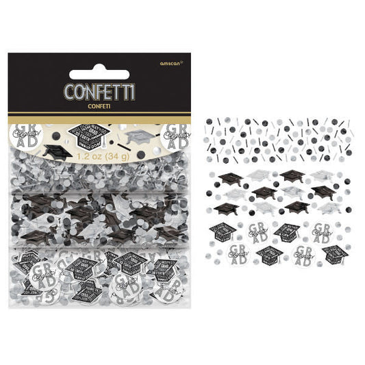 Graduation Confetti: Silver/Black