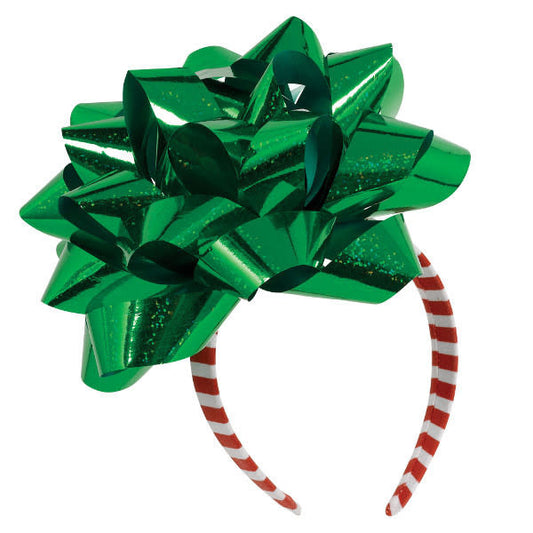 Headband: Big Christmas Ribbon Gift Bow - Green