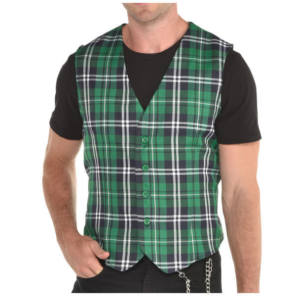 St. Patrick's Day Plaid Vest: Green - STD