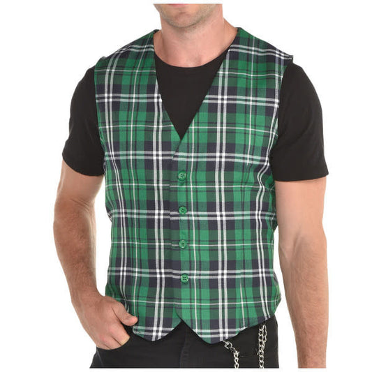 St. Patrick's Day Plaid Vest: Green - STD
