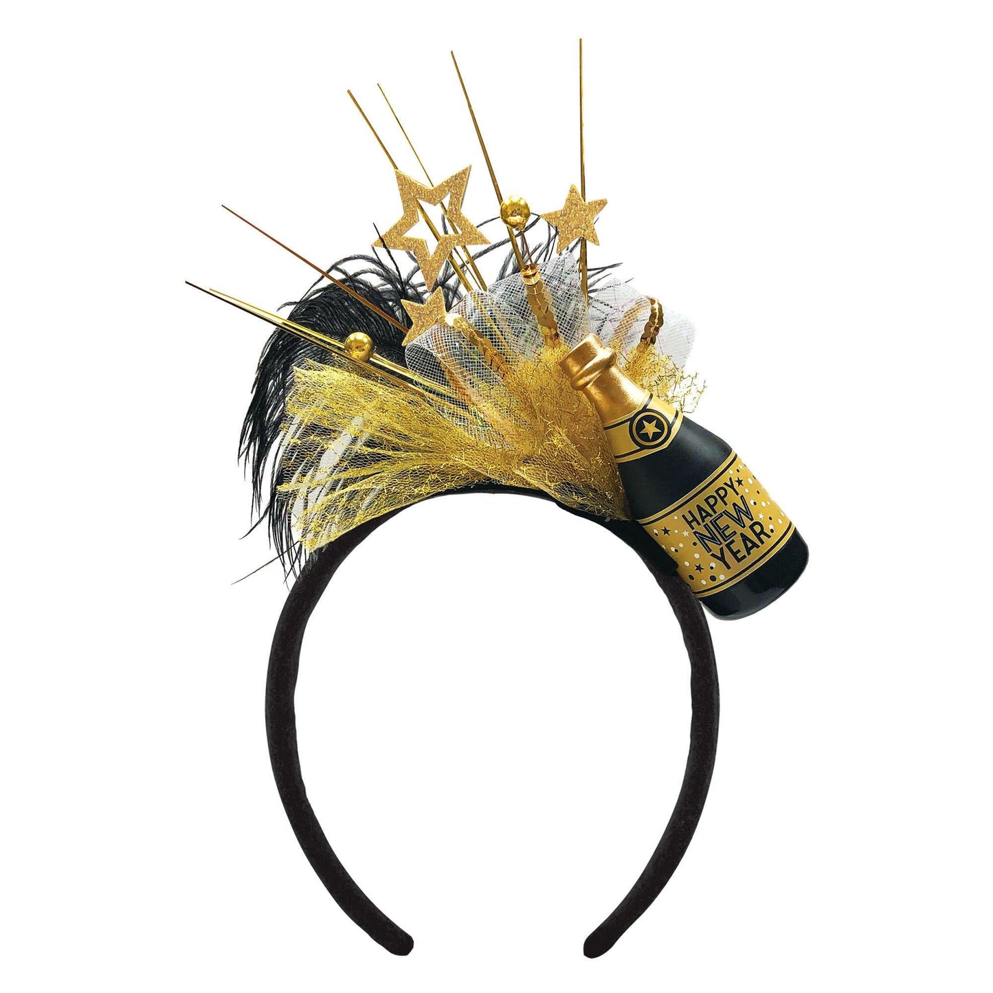 New Years Champagne Bottle Deluxe Headband