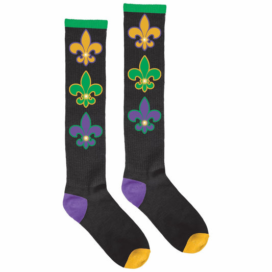 Mardi Gras Light-Up Knee Socks: Adult