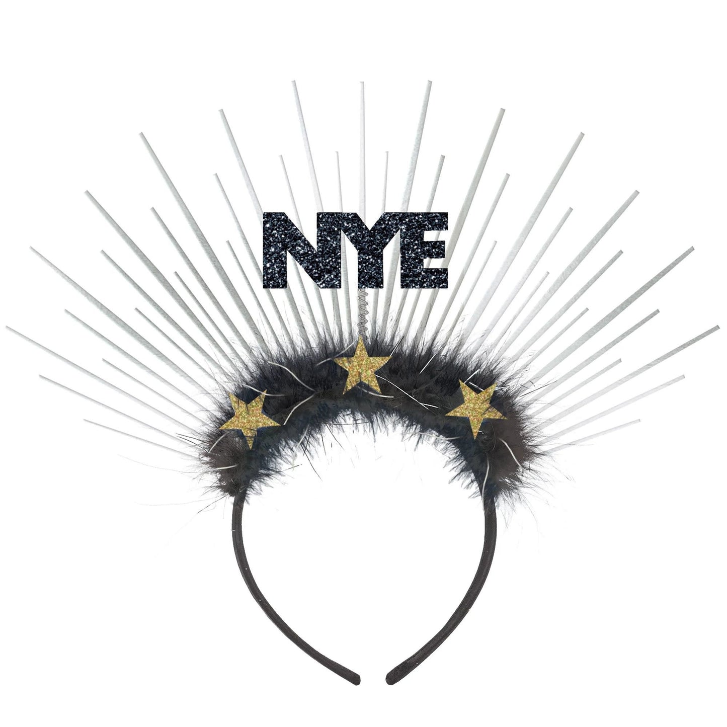 New Year's Eve Spray Headband: Black/Silver/Gold