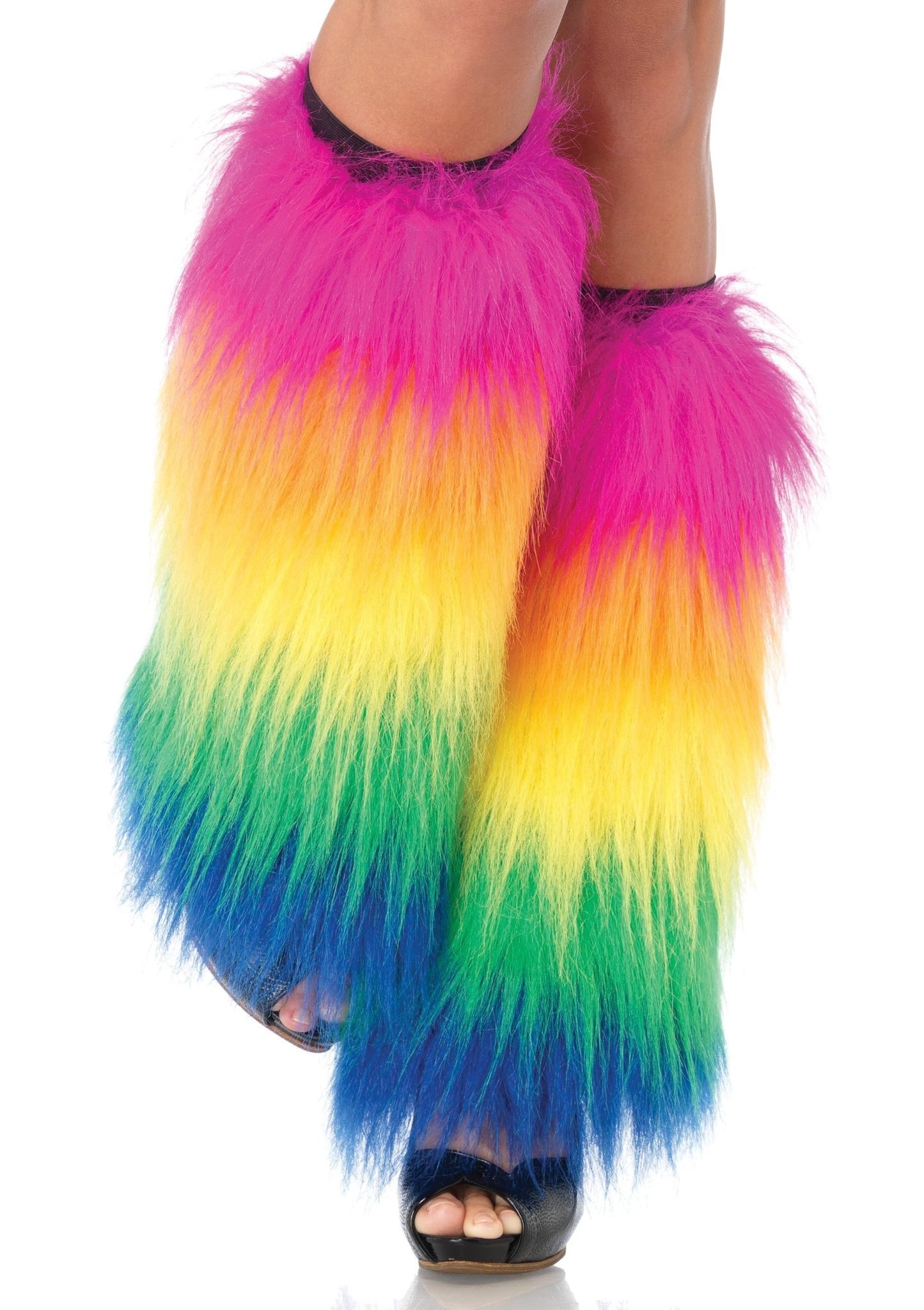 Furry Leg Warmers - Rainbow