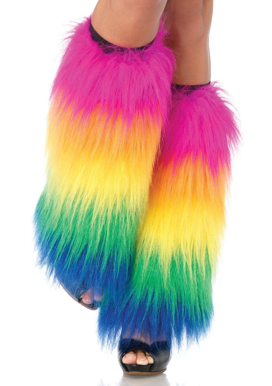 Furry Leg Warmers - Rainbow