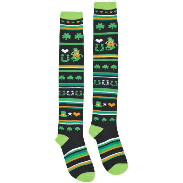 St. Patrick's Day Knee High Socks: Lucky Stripe - O/S