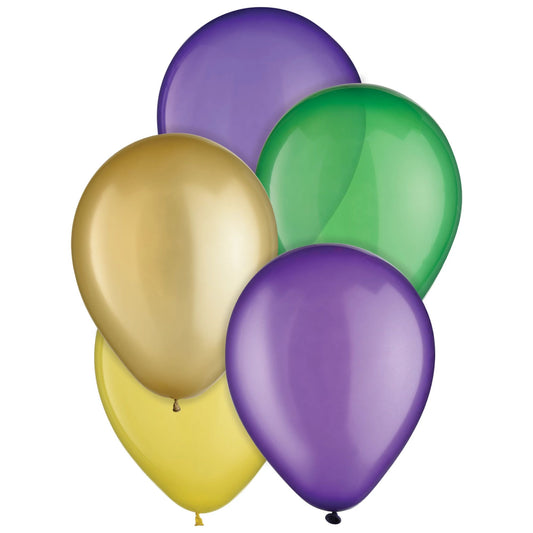 11" Latex Balloon Mix Pack - Mardi Gras