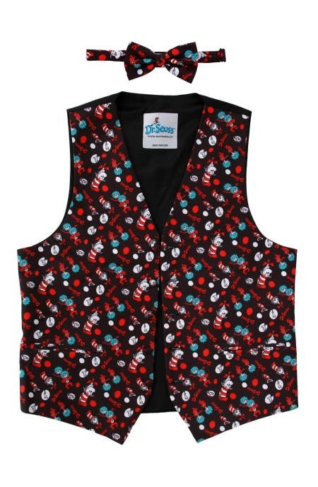 Dr. Seuss The Cat in the Hat Pattern Vest & Bow Tie Kit - O/S