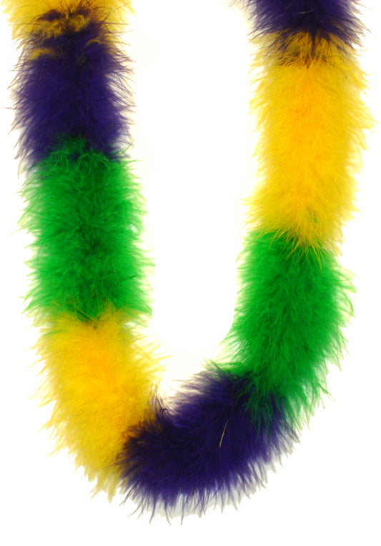A fluffy Mardi Gras themed boa. 