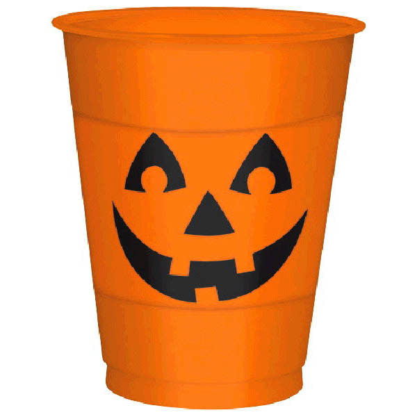 16oz. Plastic Cups: Pumpkin (25ct.)