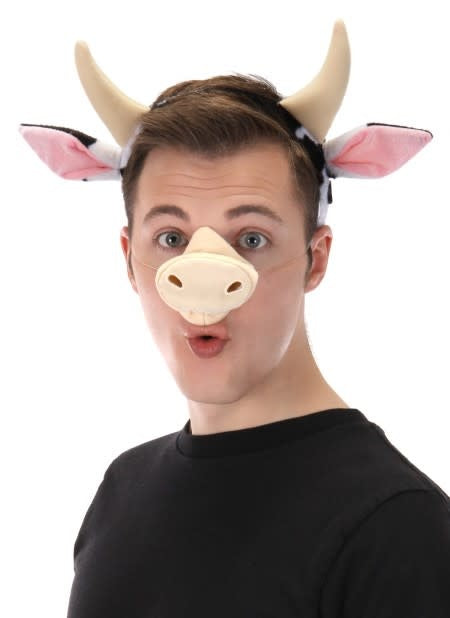 Animal Ears Headband, Nose, & Tail Kit: Cow