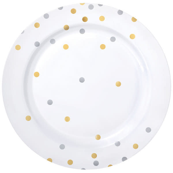 10'' Confetti Plastic Plates: Gold/Silver (10ct.)