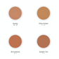 Ben Nye creme foundation in 4 shades: Honey TW - 24, Olive Amber P - 111, Bronzetone P - 7, and Golden Tan T - 1. 