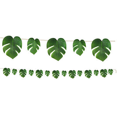 Fabric Tropical Palm Leaves Streamer Banner (8"x9')