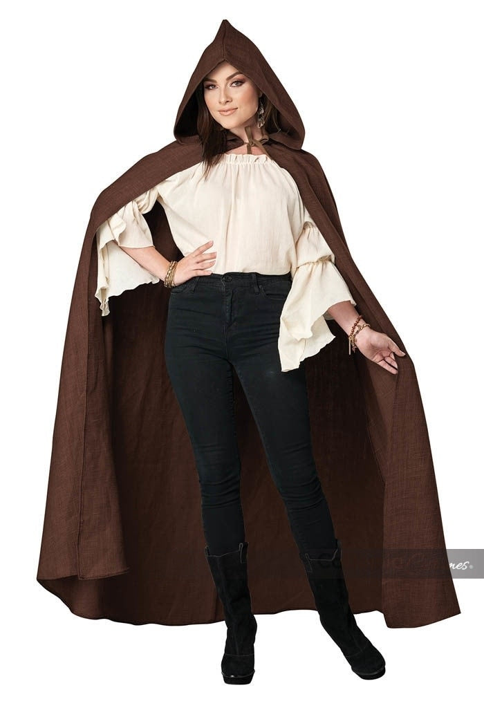 Adult Hooded Cloak: Brown - O/S