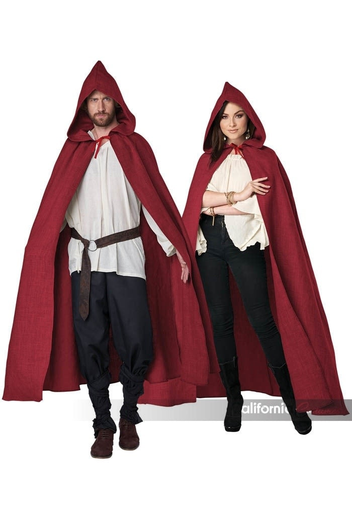 Adult Hooded Cloak: Burgundy - O/S