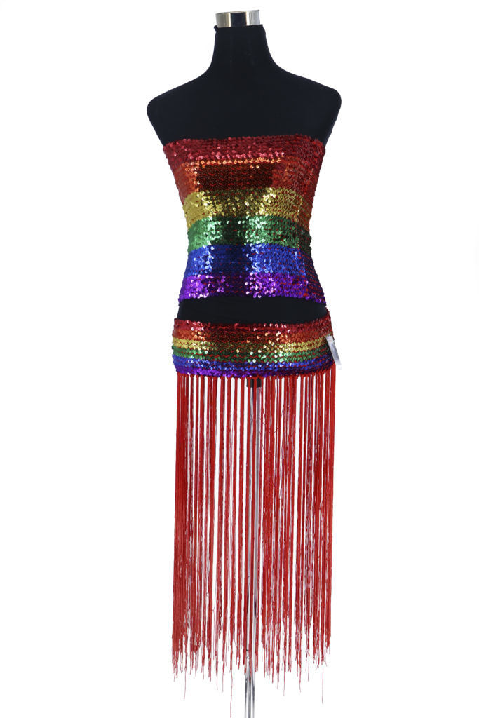 Stretchy Belt w/ Fringes: Rainbow - O/S