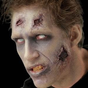 A man wearing the Night Stalker prosthetic makeup kit.