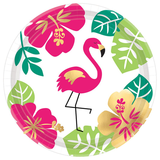 7" Metallic Plates: Aloha "Flamingo" (8ct.)