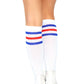 Athletic Striped Knee Highs - White/Red/Blue