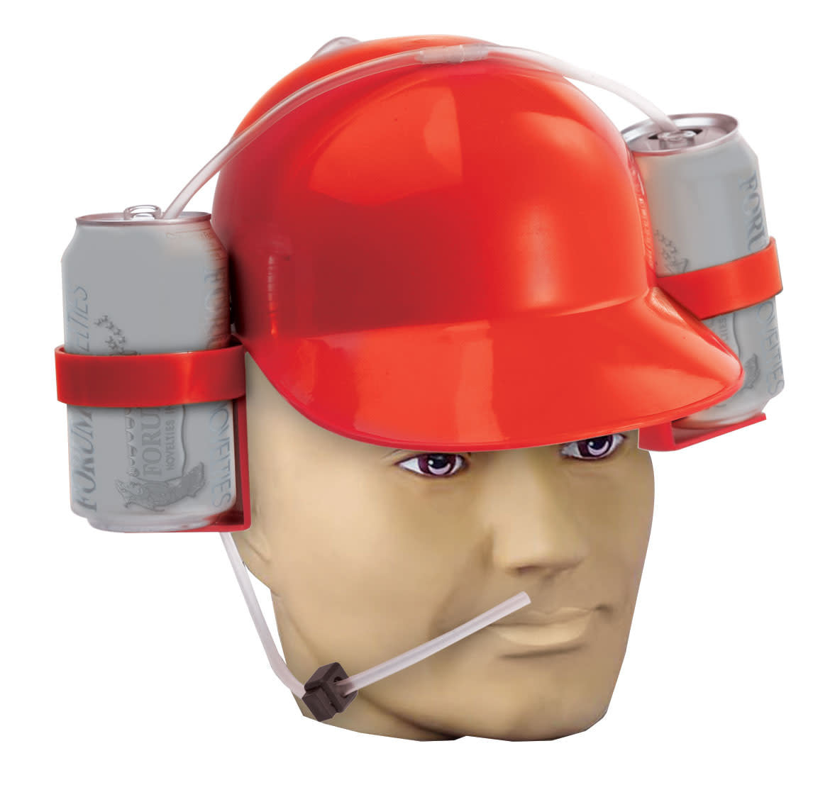 Beer Helmet : Red Drinking Hat w/ Horn