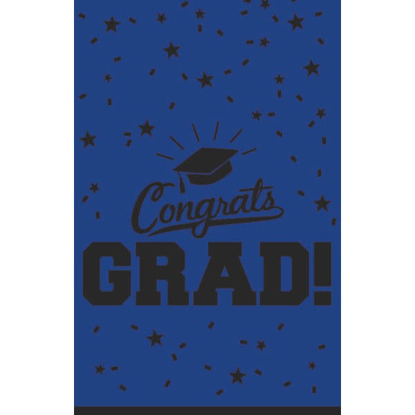 Graduation Plastic Table Cover: Blue (54" x 84")