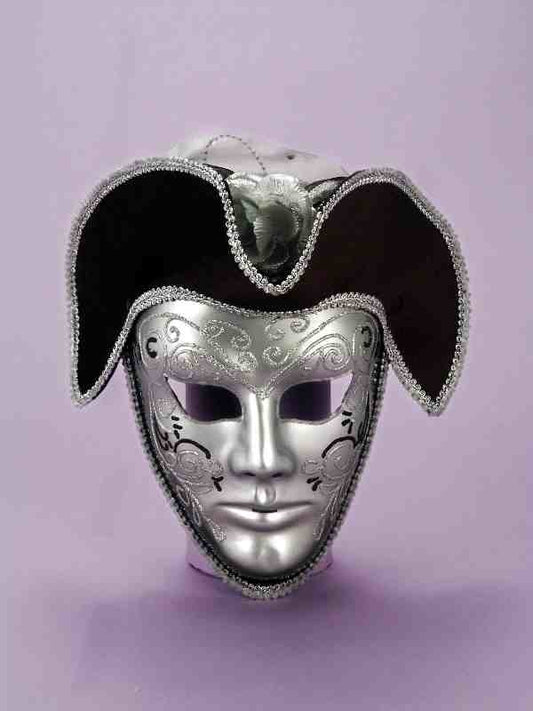 Matador Venetian Mask: Black/ Silver (MJ-190)