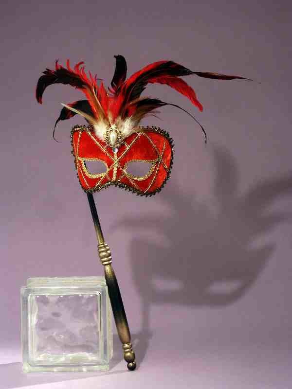 Venetian Red Mask with Stick