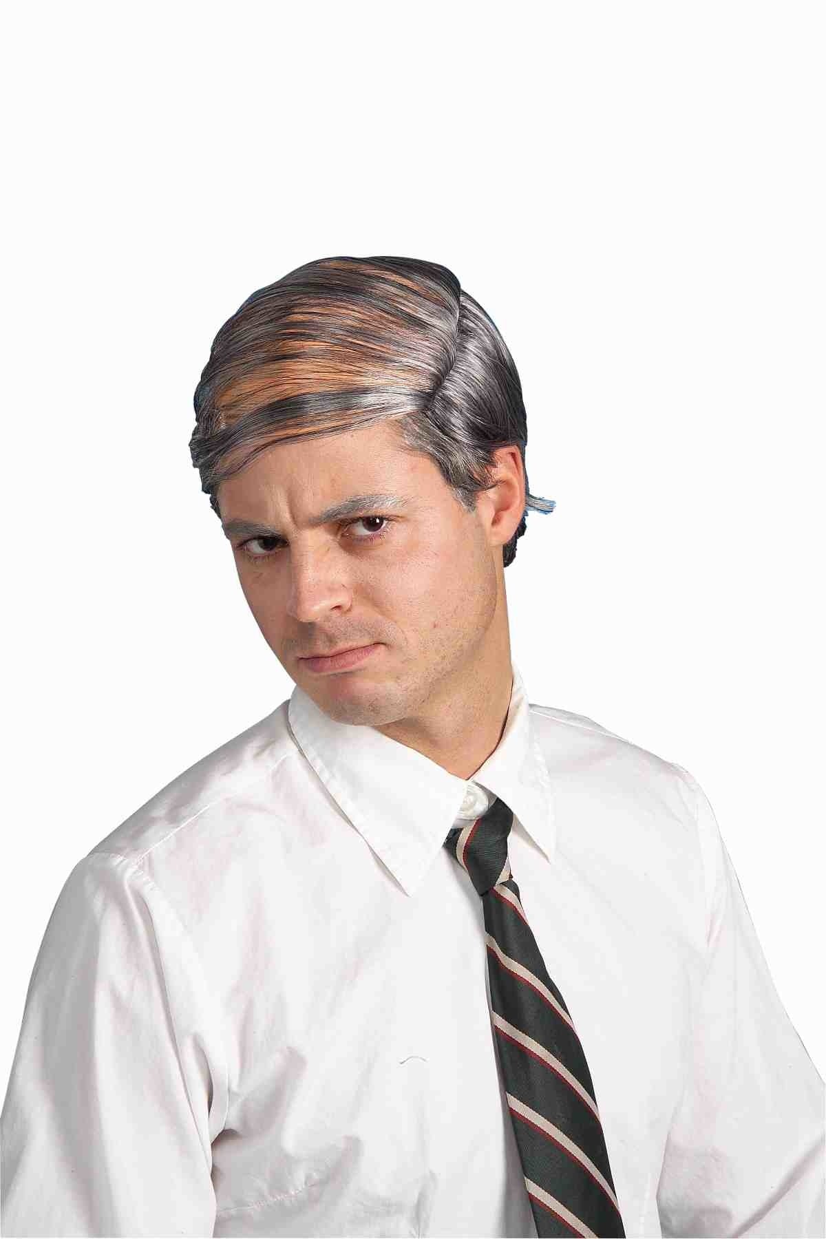 Bald Man Comb Over Wig: Grey