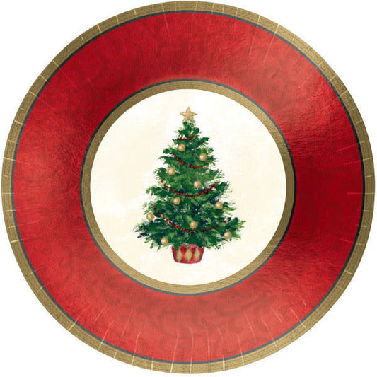 12'' Metallic Plates: Classic Christmas Tree (8ct.)
