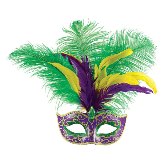 Mardi Gras Diamond Feather Mask