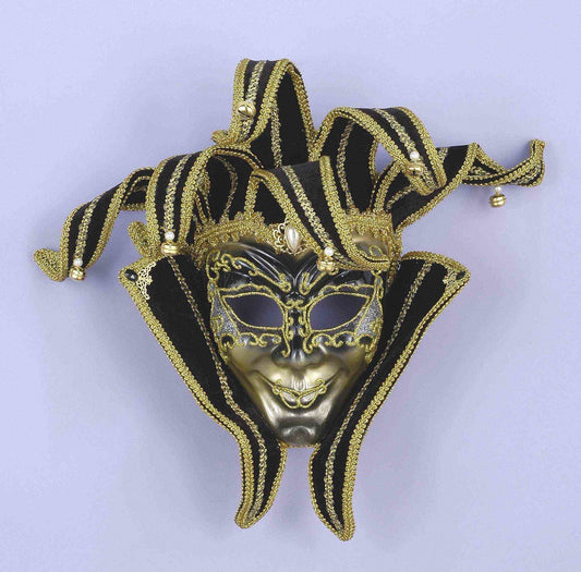 Venetian Jester Mask: Black/Gold (MA-405)