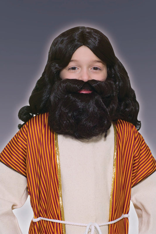 Kids Biblical Wig & Beard: Black