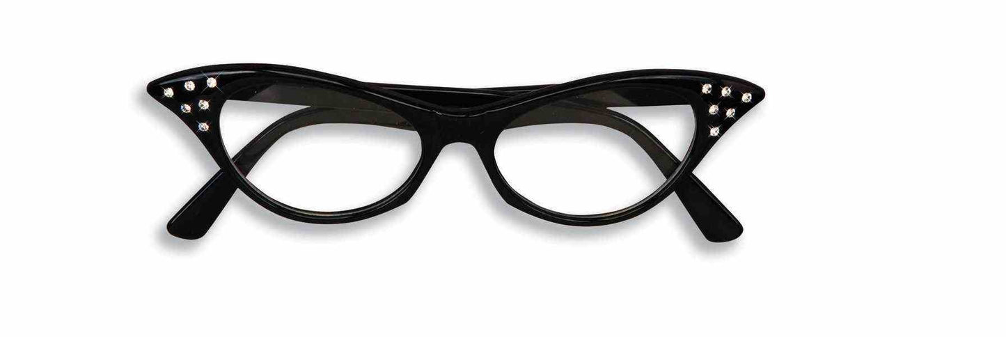 50’s Rhinestone Glasses: Black