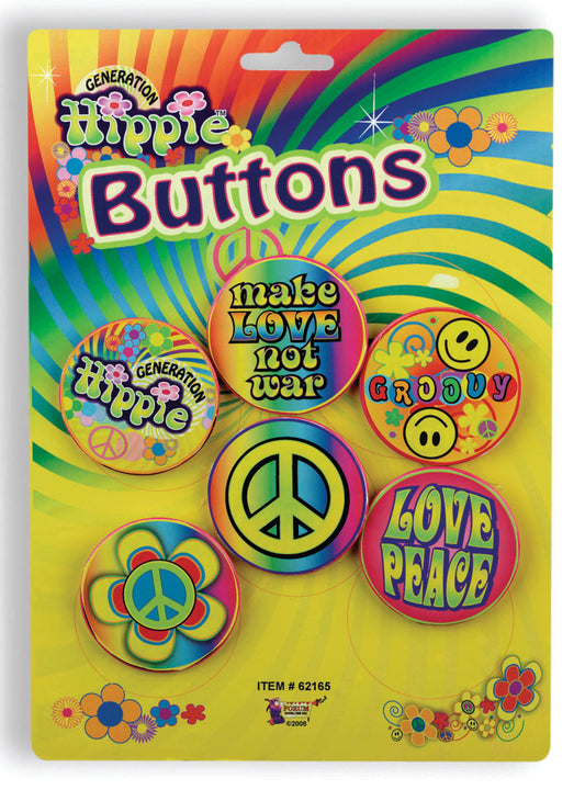 60's Hippie Button Set (5ct.)