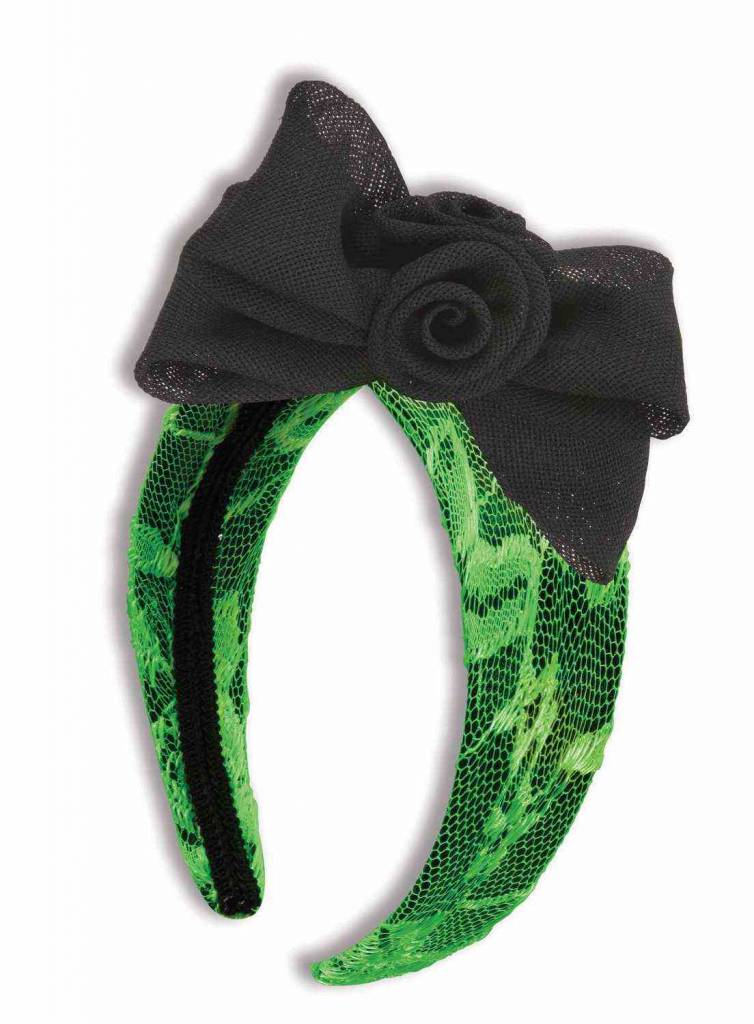 Neon Green Lace Headband with Bow
