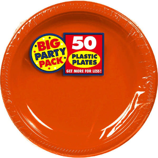 7" Plastic Plates (50ct.): Orange