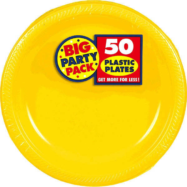 7" Plastic Plates (50ct.): Yellow