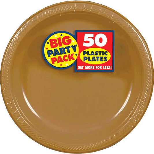 7" Plastic Plates (50ct.): Gold