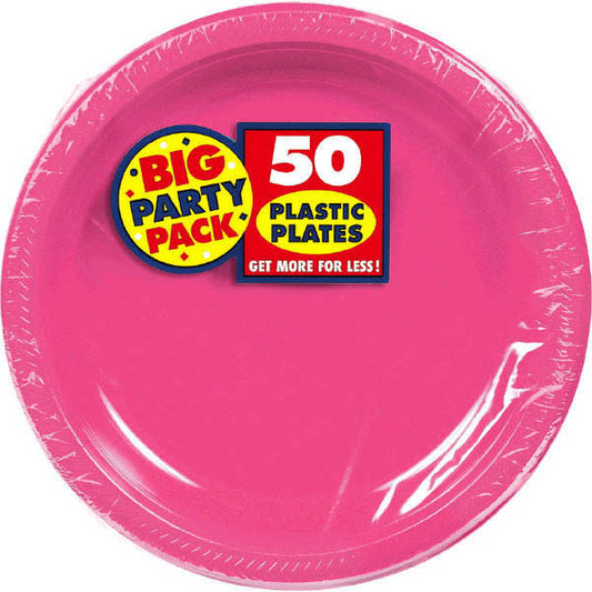 10" Plastic Plates (50ct.): Bright Pink