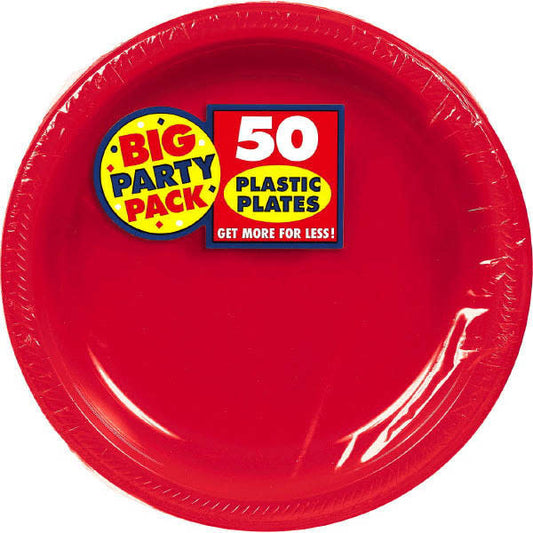 10" Plastic Plates (50ct.): Red
