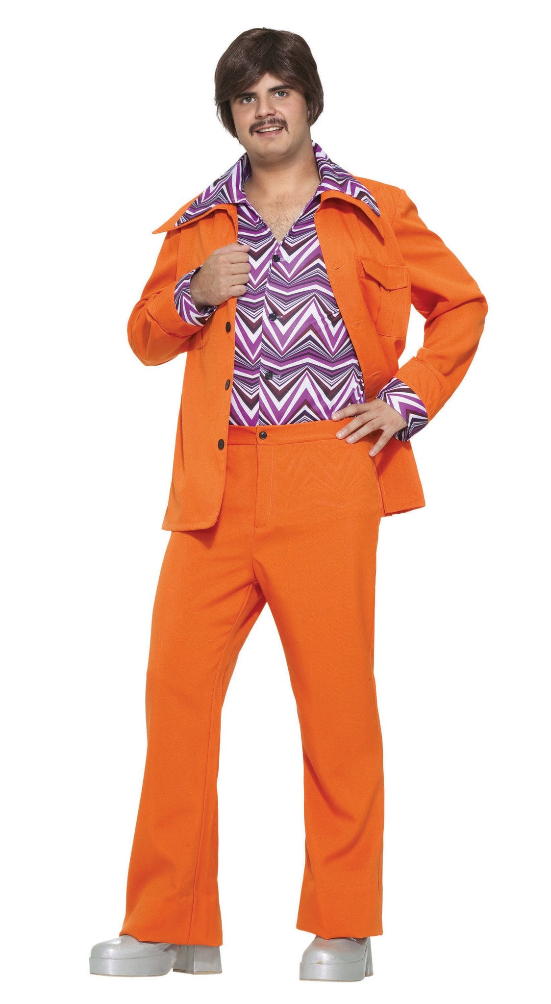 Men's 70's Leisure Suit: Orange - Standard