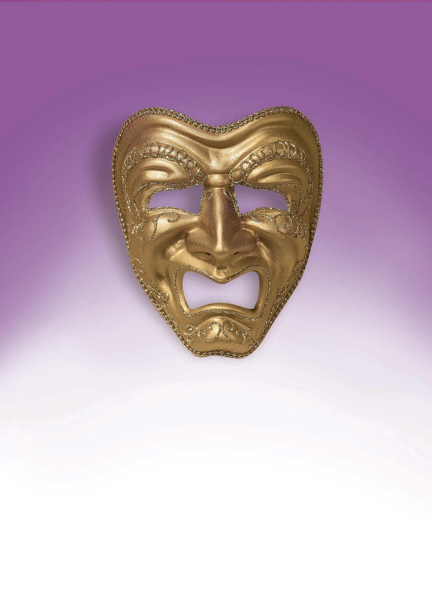 Mardi Gras Mask: Tragedy - Metallic Gold