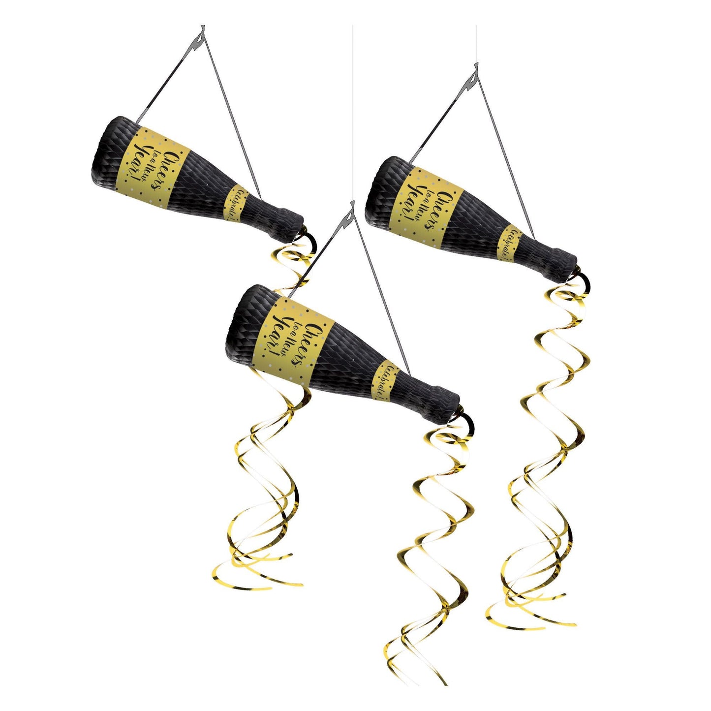 New Year's Bottle Hanging Decorations (3pk.)