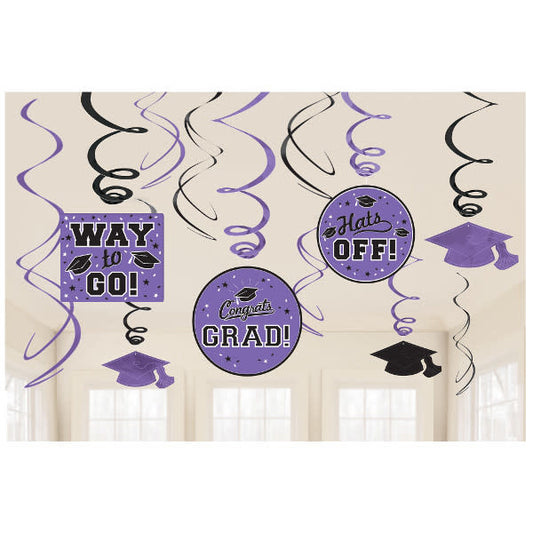 Grad Pack Swirl Decorations Purple
